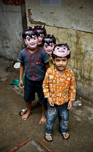 Boys with Masks Phnom Penh © William J Palank