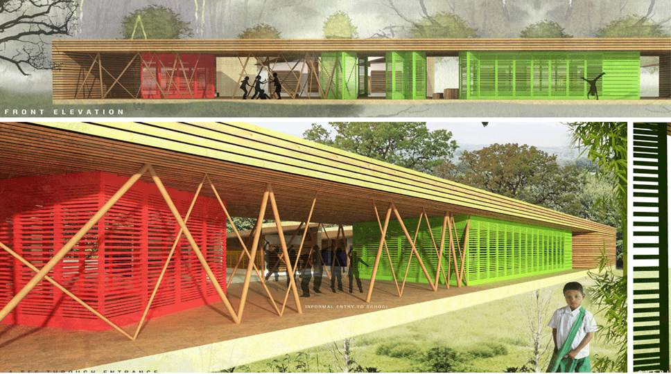 Winning student entry for Mae-Sot School.  By Ms.Gauri Satam and Mr.Tejesh Patil, Sir J.J. College of Architecture, Mumbai, India.