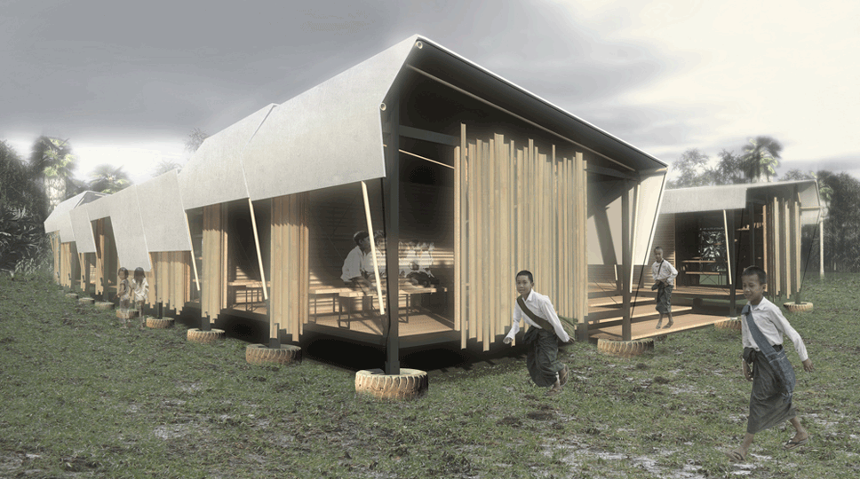 Winning design for Mae-Sot School.  By Amadeo Bennetta / Daniel LaRossa, Berkeley, CA.