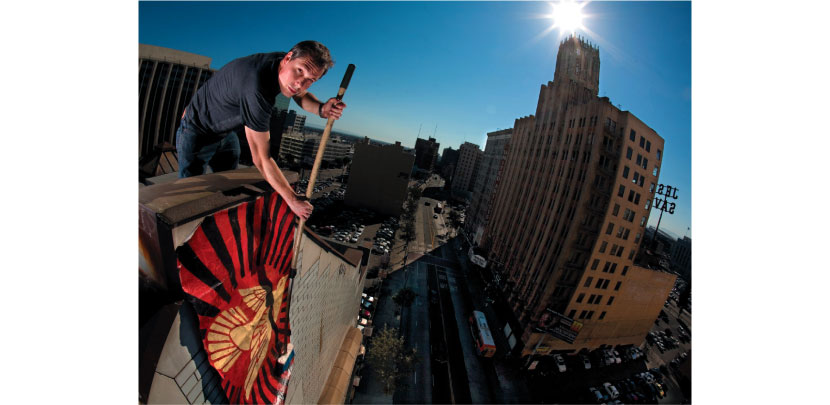 Shepard Fairey on Los Angeles Rooftop