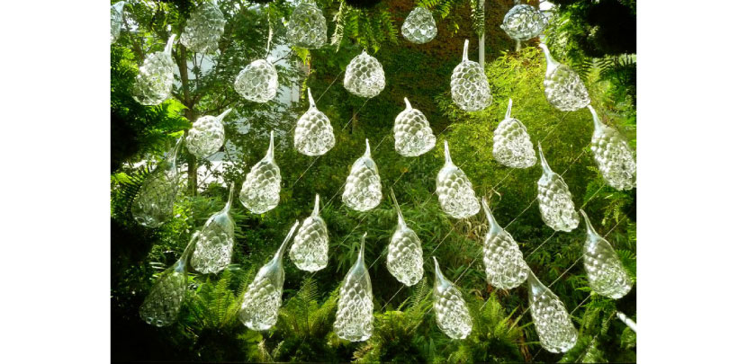 I'mlostinparis, facade with suspended glass vessels at a house in Paris.