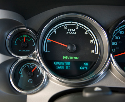 © GM Company/GM Media Archives - 2011 GMC Sierra Hybrid dash display