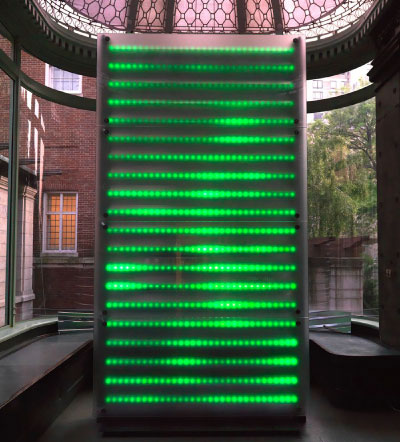 SolPix wall panel with solar-powered, programmable LED lights. Simone Giostra, Simone Giostra and Partners.  Photo: Matt Flynn, © Smithsonian Institution