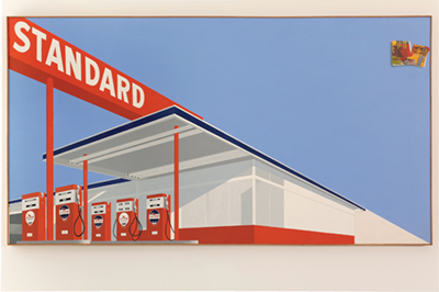 Ed Ruscha Standard Station with Ten-Cent Western Being Torn in Half, 1964