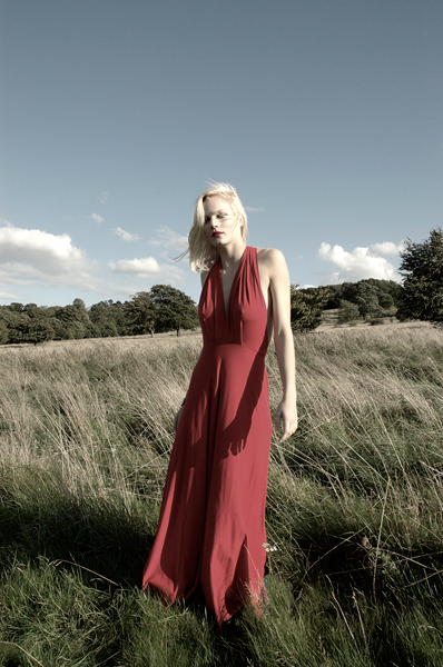 Red Dress <strong>Butter by Nadia@Start-London.com</strong> Tear Shaped Crystal Bracelet <strong>Isabel Marant@Start-London.com</strong>