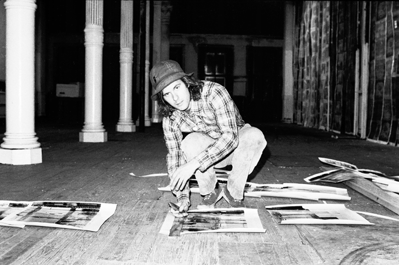 PORTRAIT Gordon Matta-Clark installing Walls paper, 1972.Gordon Matta-Clark Photograph by Cosmos Andrew Sarchiapone.