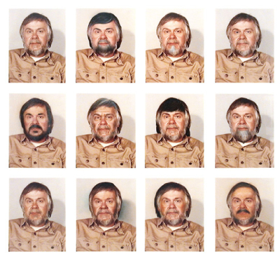 Portrait: (Self) #1 as Control + 11 Alterations by Retouching and Airbrushing, John Baldessari, 1974 