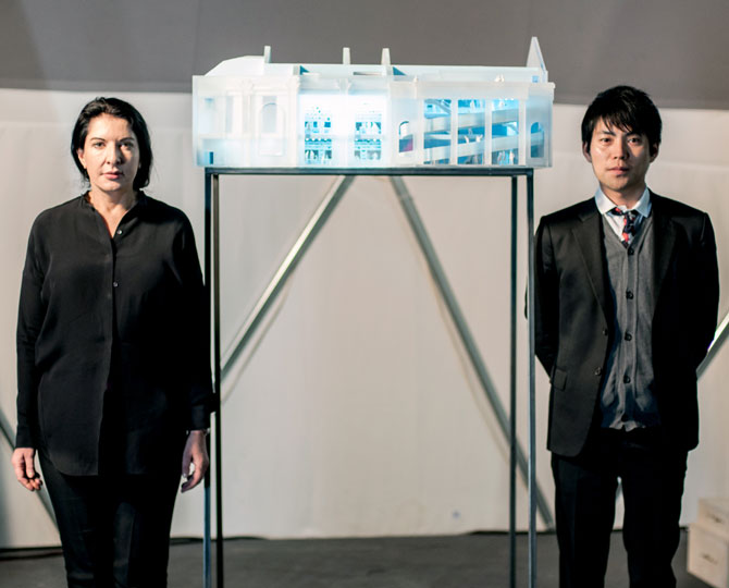 <em>Marina Abramovic and Shohei Shigematsu</em> credit Loren Wohl