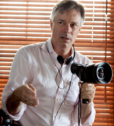 Whit Stillman (director) on set Photo by Kerry Brown, Courtesy of Sony Pictures Classics