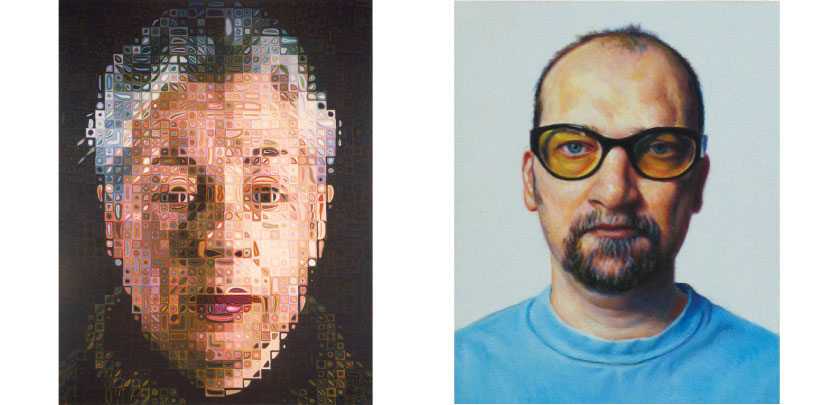 Left: Lynda, Chuck Close. 2004 Photo by: Kerry Ryan McFate / Courtesy PaceWildenstein, New York © Chuck CloseRight: Joe Fig, Jasper Johns. 1963, 2008 Courtesy of the Artist